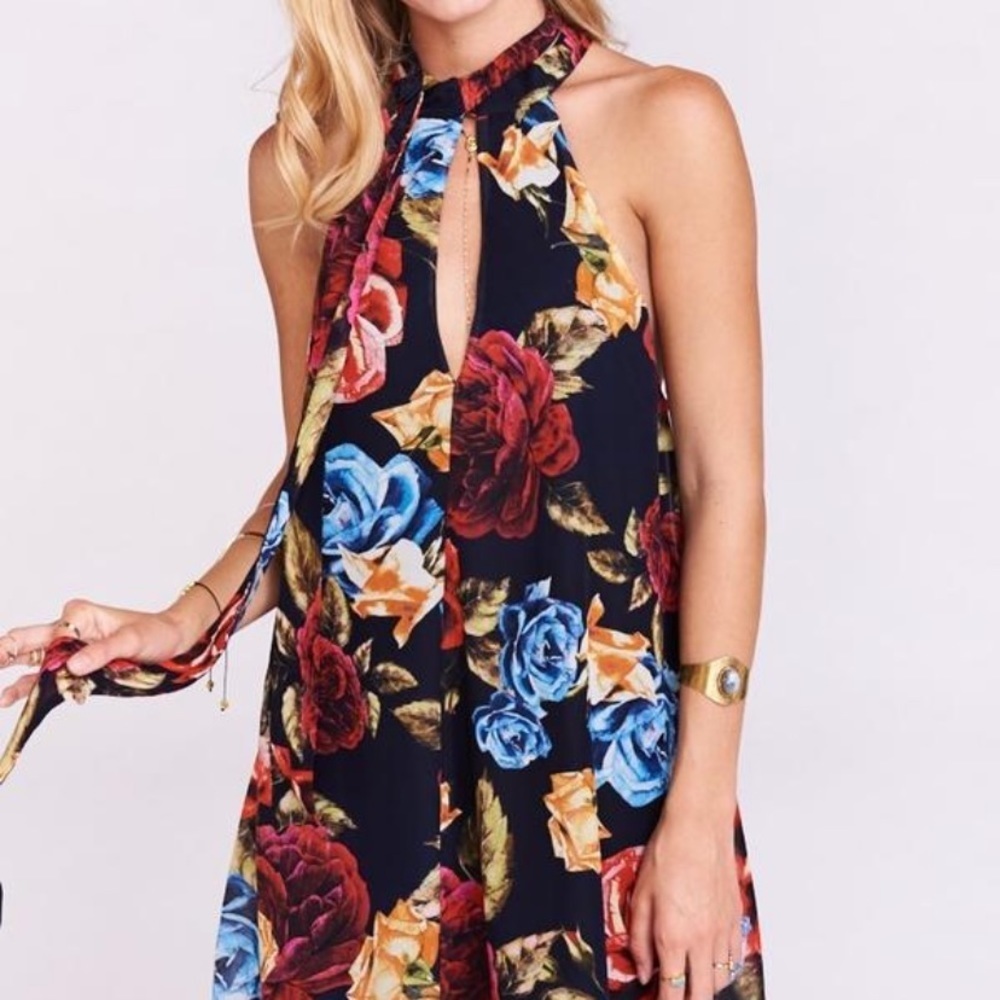 SMYM Tess tie front floral chiffon swing mini dress size small